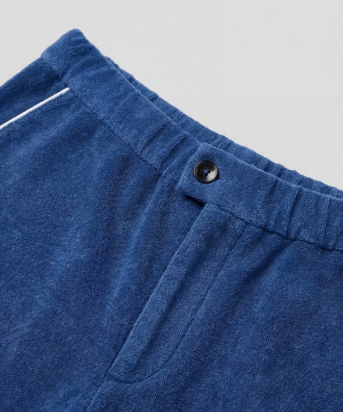 Cotton Terry Tennis Shorts w. Piping: Bleu