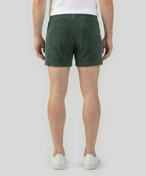 Cotton Terry Tennis Shorts w. Piping: Court Green