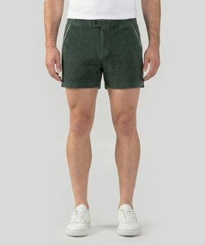 Cotton Terry Tennis Shorts w. Piping: Court Green