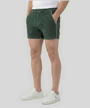 Cotton Terry Tennis Shorts w. Piping: Court Green