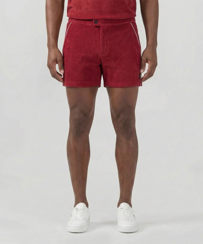 Cotton Terry Tennis Shorts w. Piping: Red