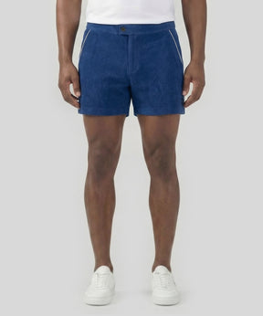 Cotton Terry Tennis Shorts w. Piping: Bleu
