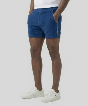 Cotton Terry Tennis Shorts w. Piping: Bleu