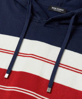 Cotton Hoodie w. Stripes: Navy