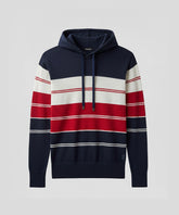Cotton Hoodie w. Stripes: Navy