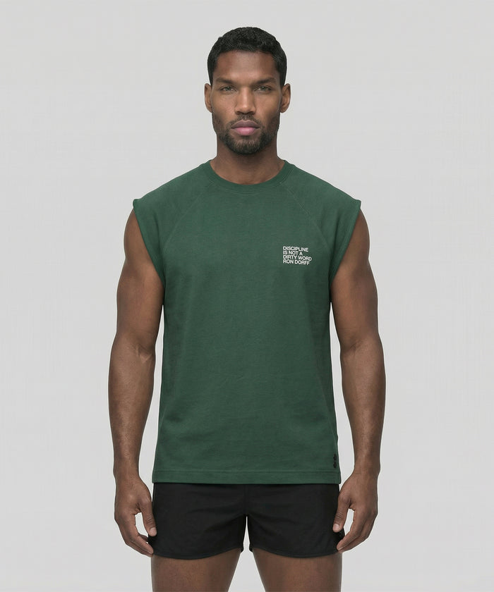 Organic Cotton Sleeveless Sweatshirt "DISCIPLINE": Court Green