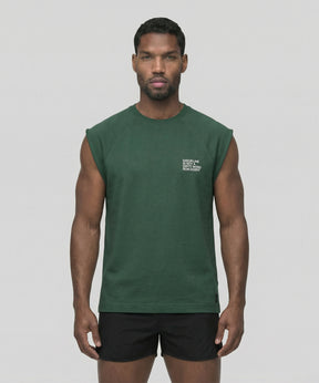 Organic Cotton Sleeveless Sweatshirt "DISCIPLINE": Court Green