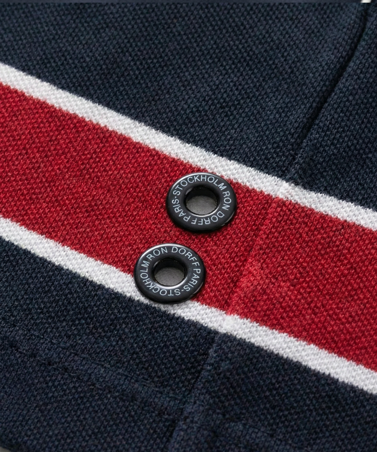 Cotton Piqué T-Shirt Eyelet Edition w. Stripes: Navy