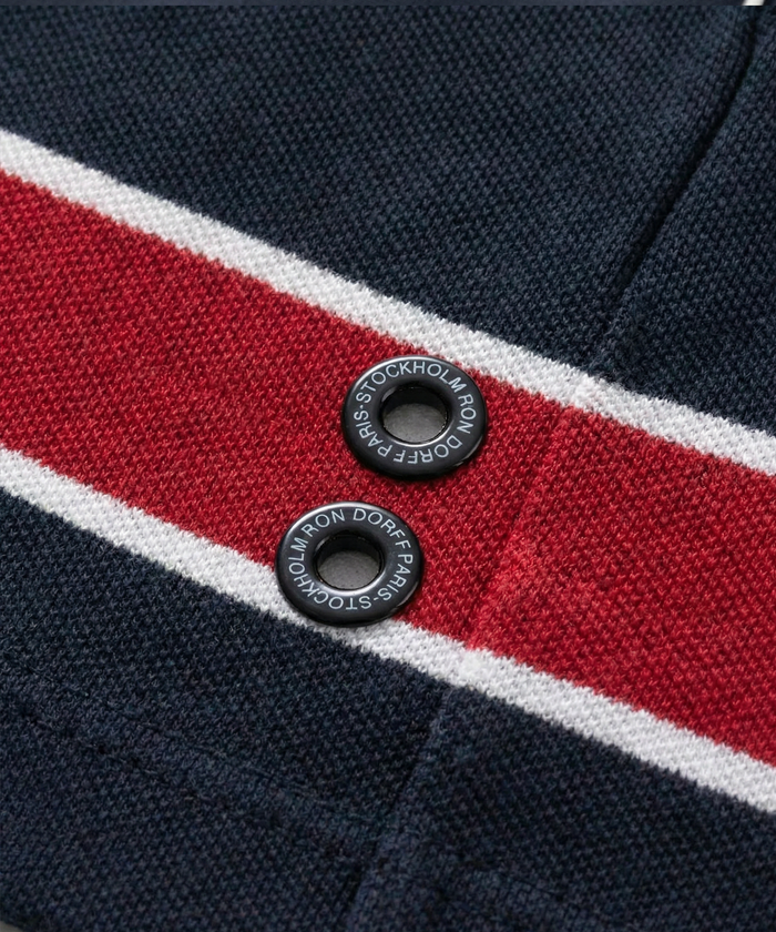 Cotton Piqué T-Shirt Eyelet Edition w. Stripes: Navy