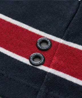 Cotton Piqué T-Shirt Eyelet Edition w. Stripes: Navy