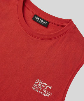 Organic Cotton Sleeveless T-Shirt "DISCIPLINE": Shocking Red