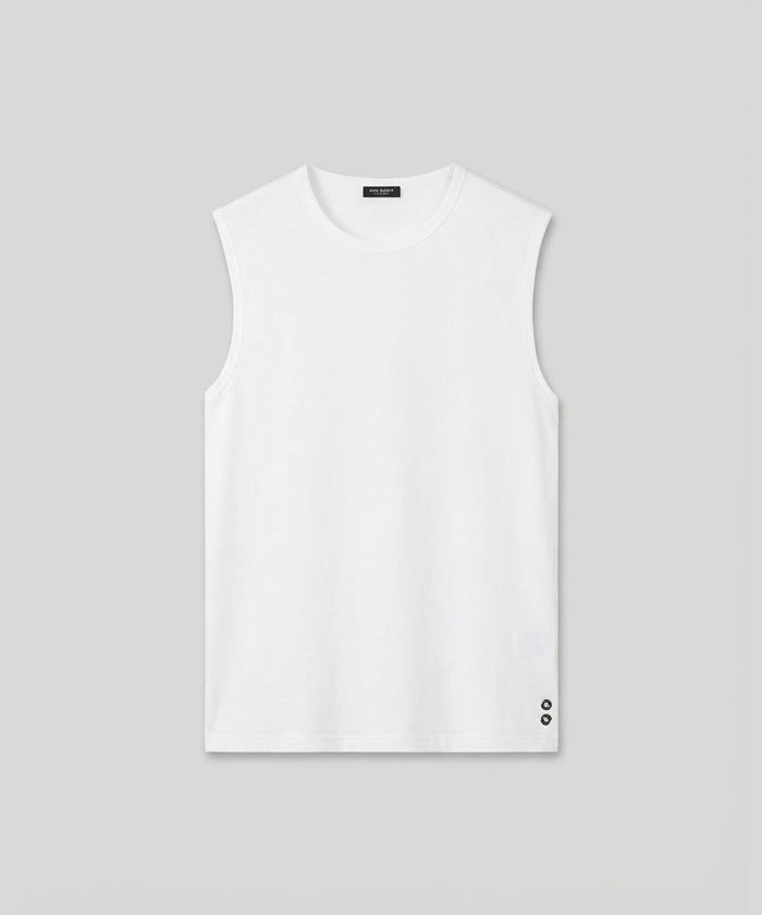 Mesh Sleeveless T-Shirt: White