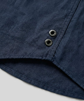 Cotton Linen Long Sleeve Shirt: Navy