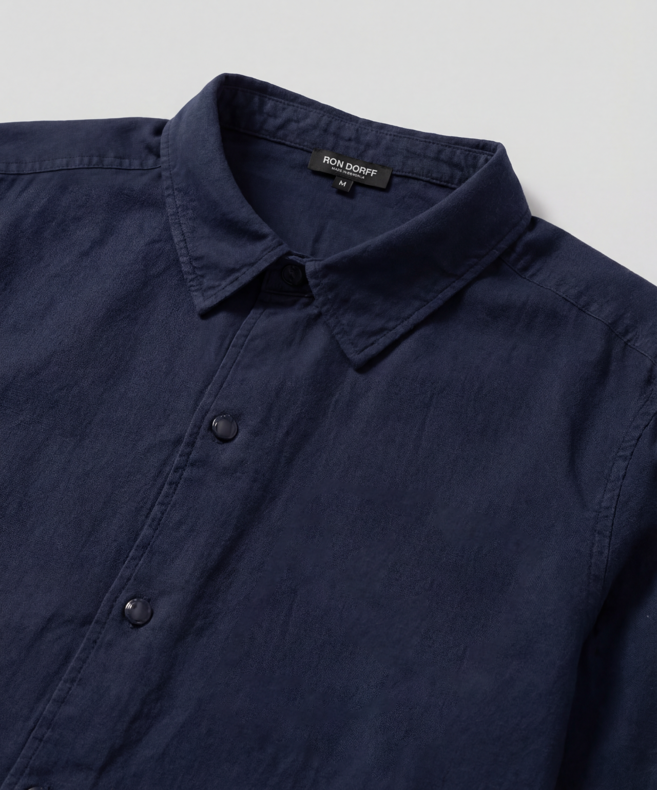 Cotton Linen Long Sleeve Shirt: Navy