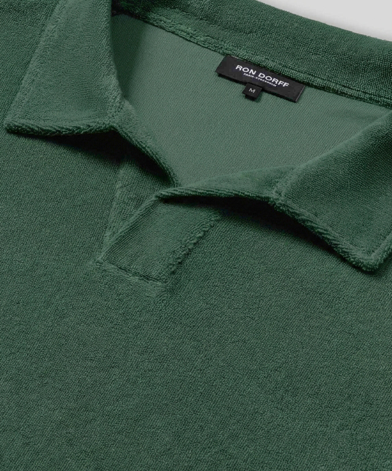 Cotton Terry V Neck Polo: Court Green