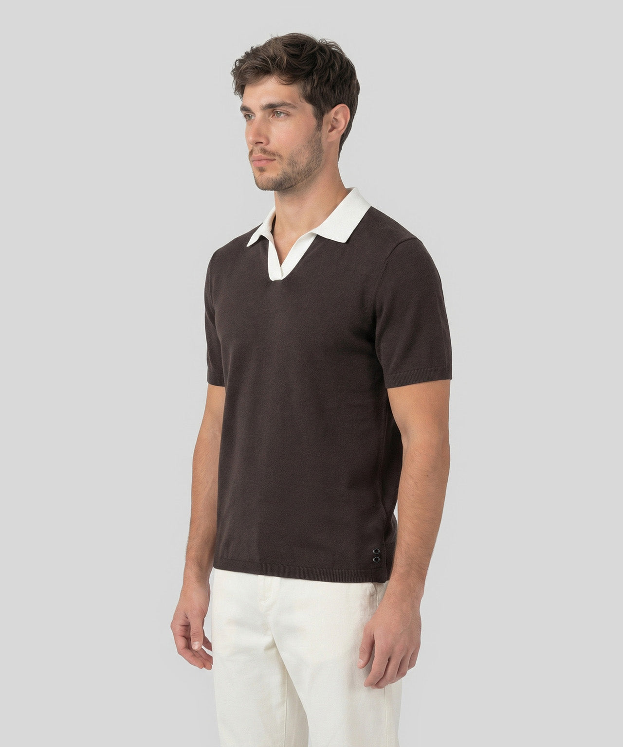 Cotton Linen Polo: Espresso