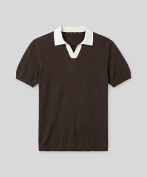 Cotton Linen Polo: Espresso