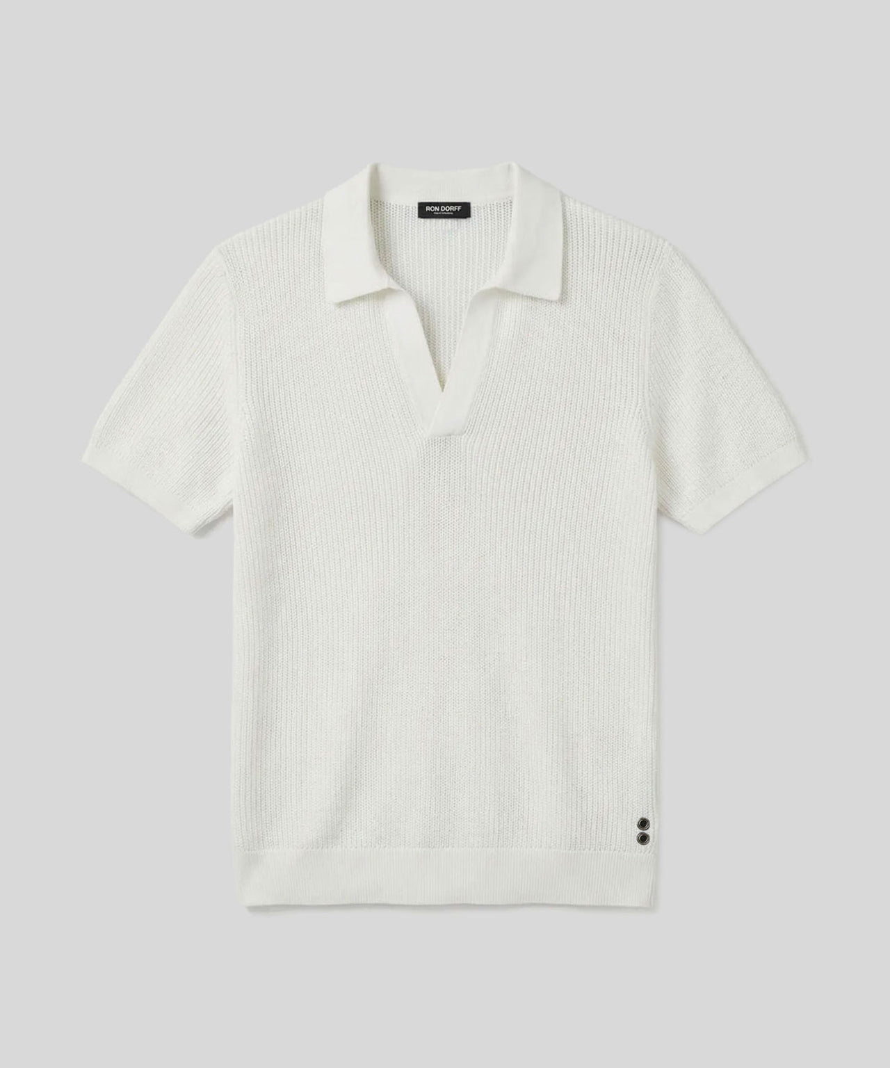Knitted V Neck Polo: Off White