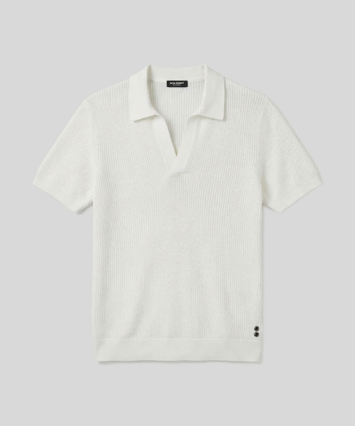Knitted V Neck Polo: Off White