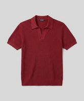 Knitted V Neck Polo: Red
