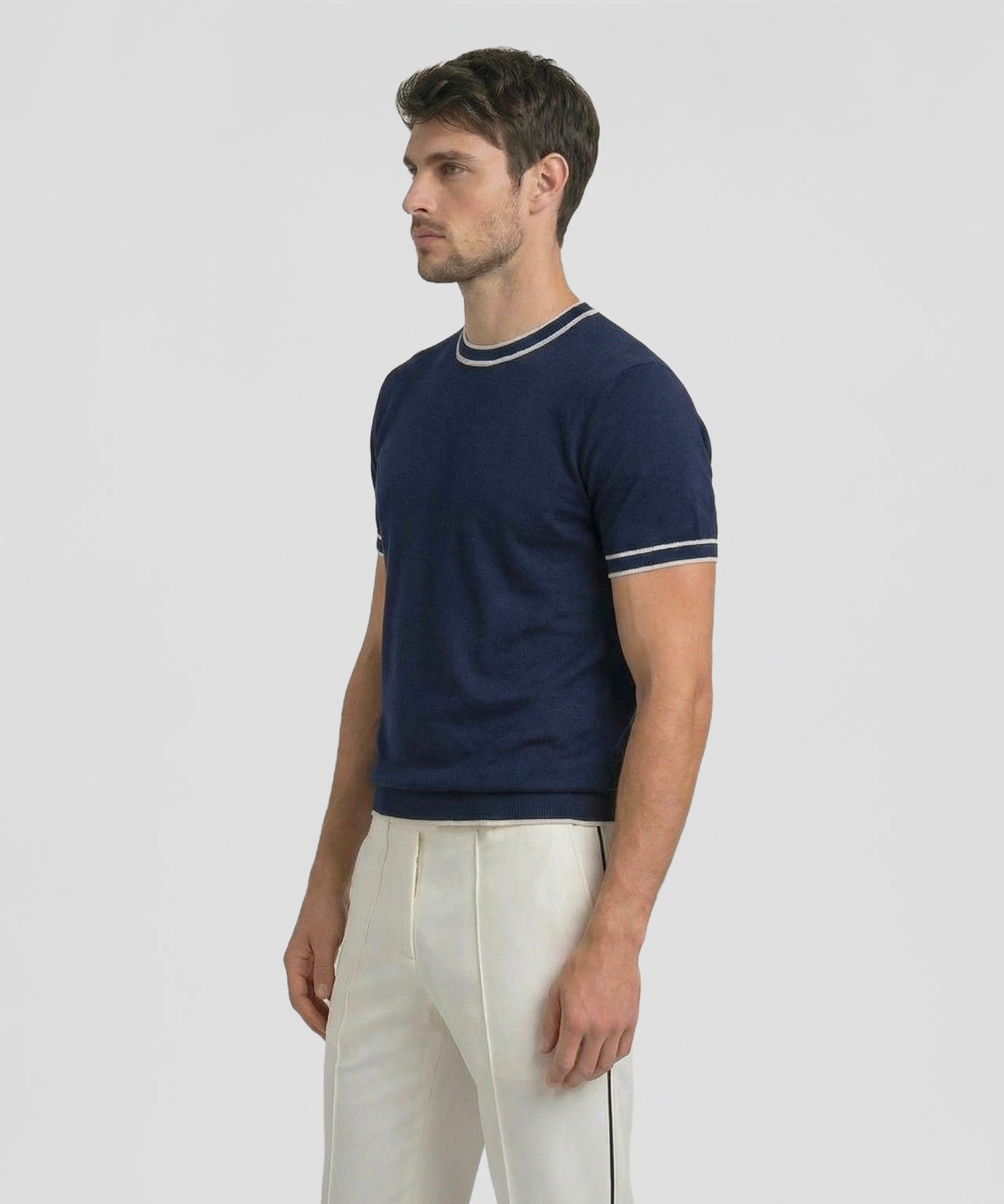 Knitted T-Shirt: Navy