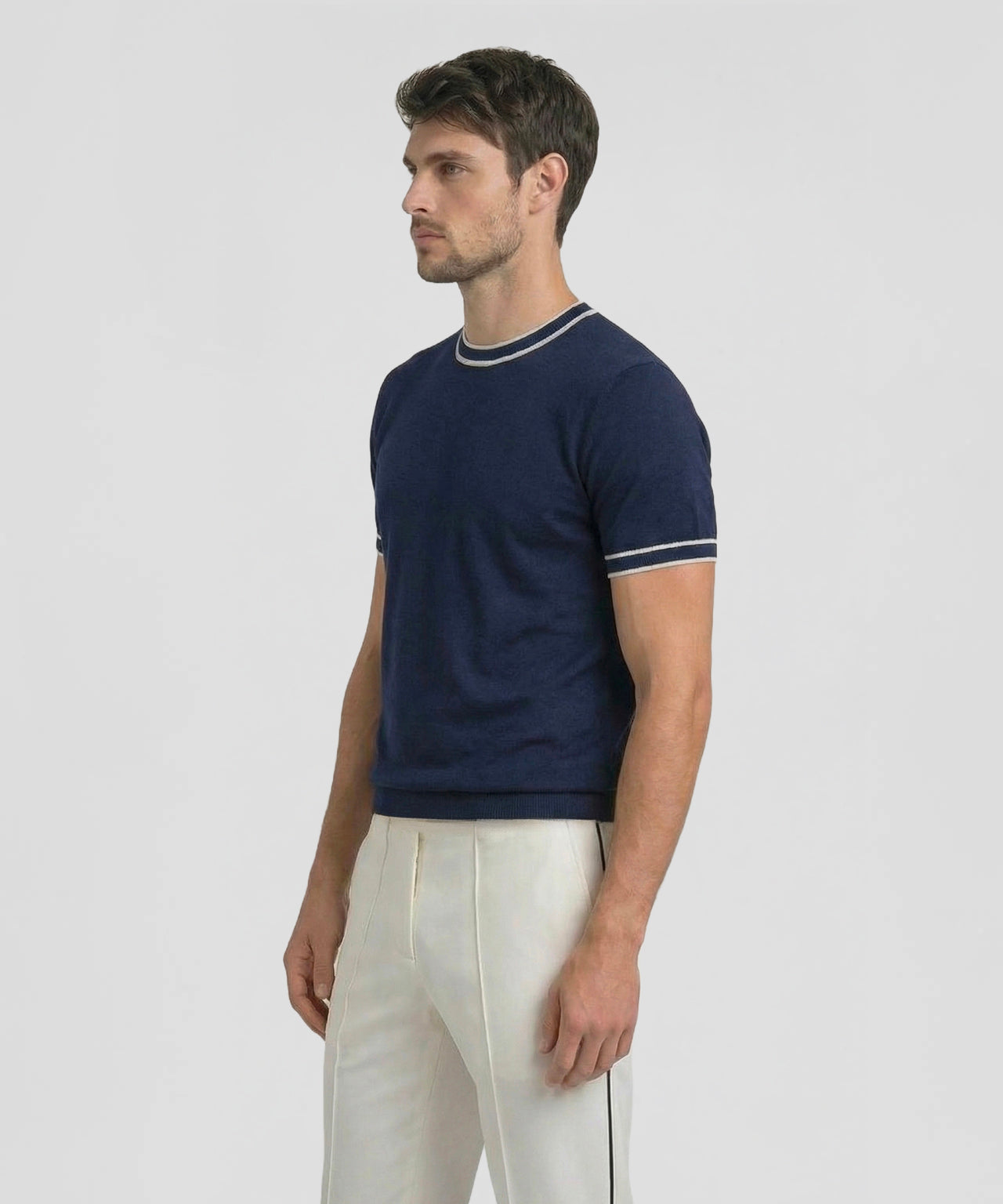 Knitted T-Shirt: Navy