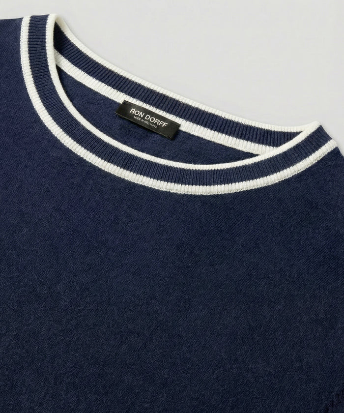 Knitted T-Shirt: Navy