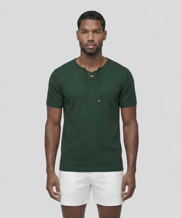 Knitted T-Shirt w. Drawstrings: Court Green