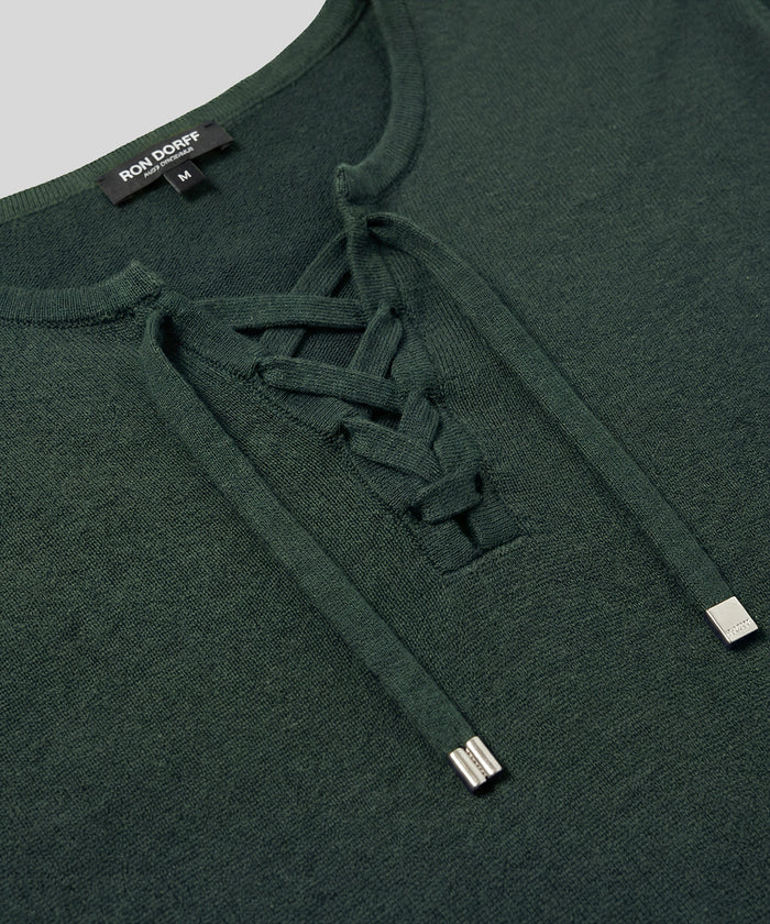 Knitted T-Shirt w. Drawstrings: Court Green