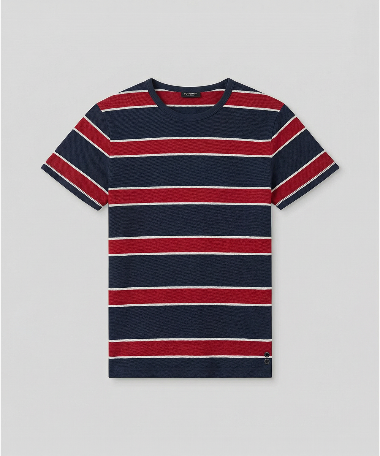 Cotton Piqué T-Shirt Eyelet Edition w. Stripes: Navy