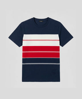 Organic Cotton T-Shirt w. Stripes: Navy