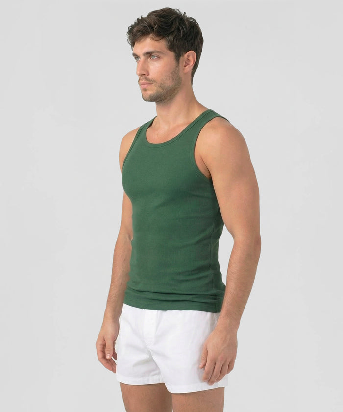 Ribbed Tank Top: Court Green