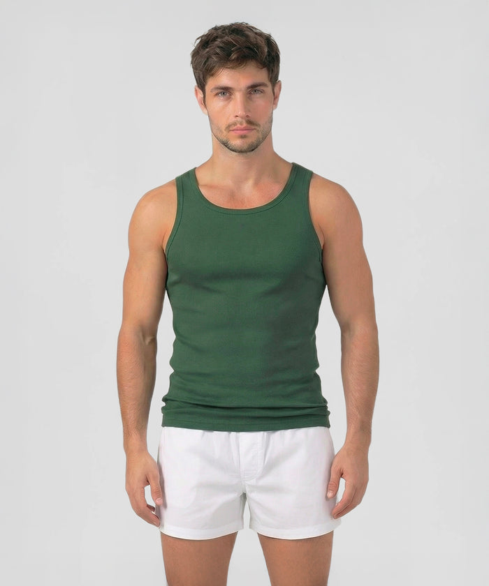 Ribbed Tank Top: Court Green