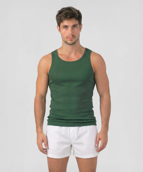Ribbed Tank Top: Green Court