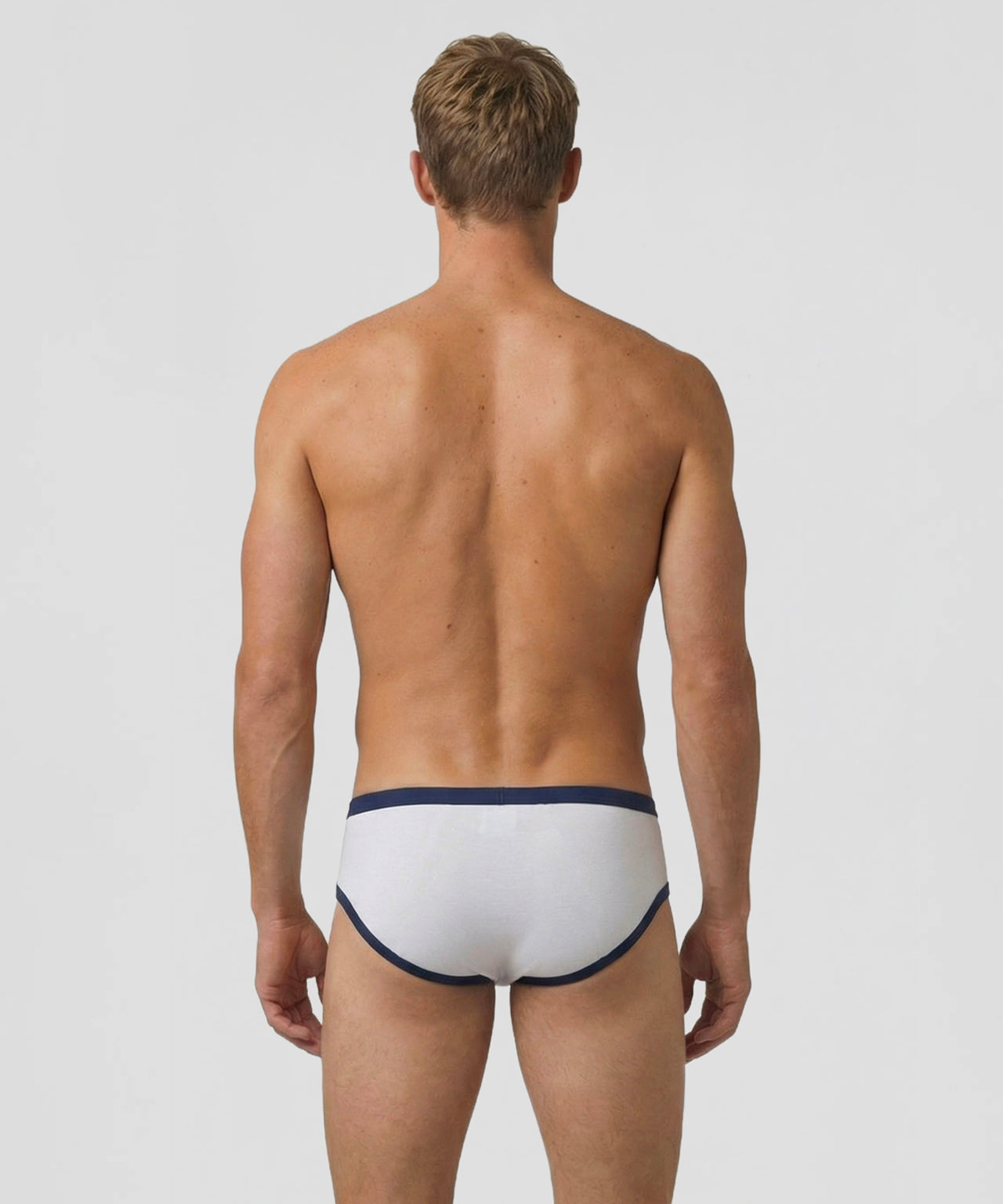 Sports Y-Front Briefs: White/Navy