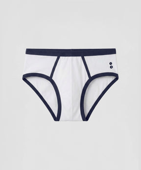 Sports Y-Front Briefs: White/Navy