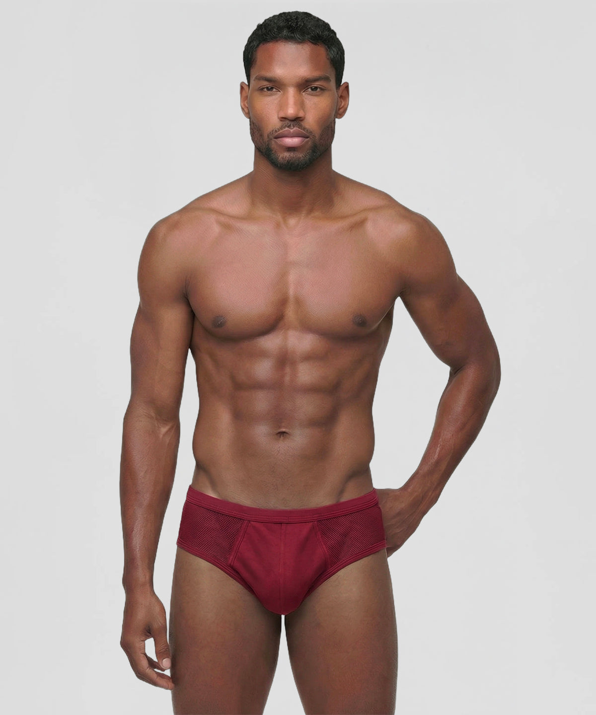 Mesh Y-Front Briefs: Red