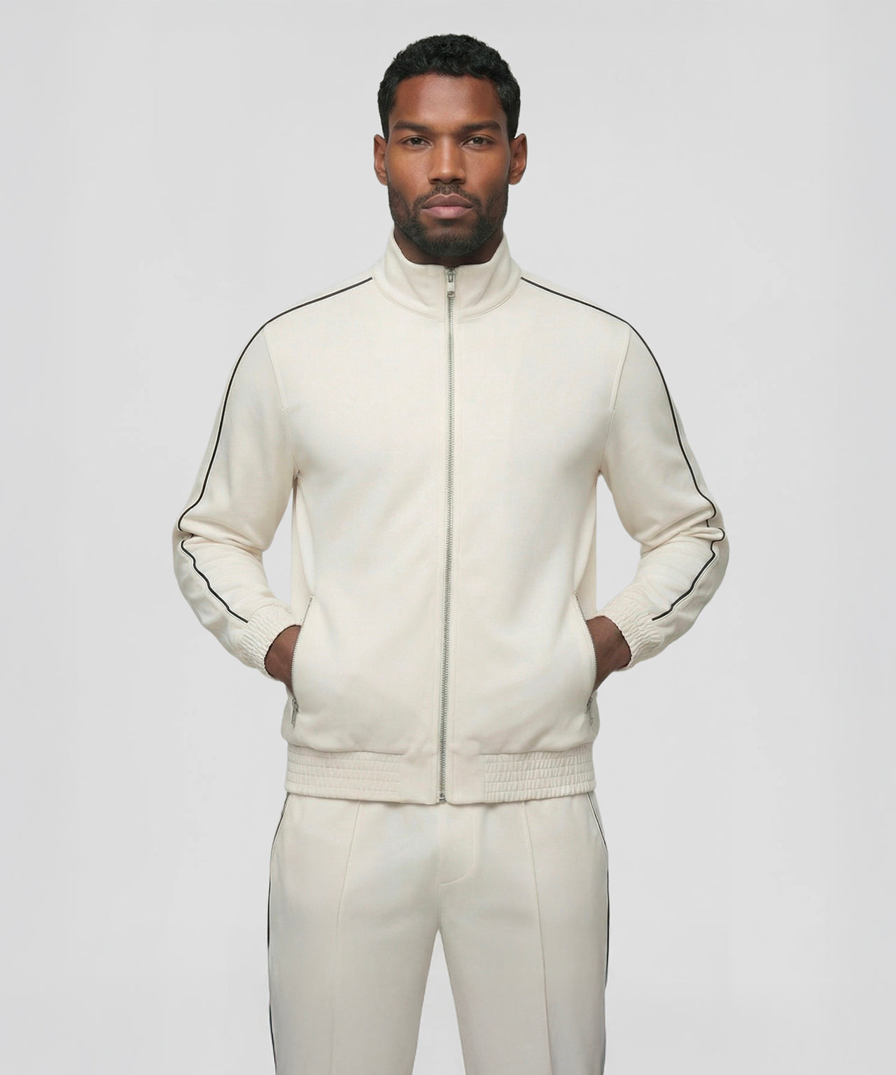 City Jacket w. Piping: Off White