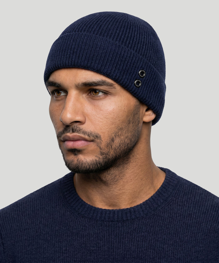 Ribbed Wool Beanies: Navy