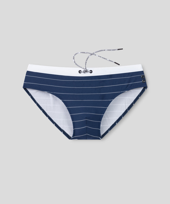 RD Swim Briefs w. Pin Stripes: Navy/White