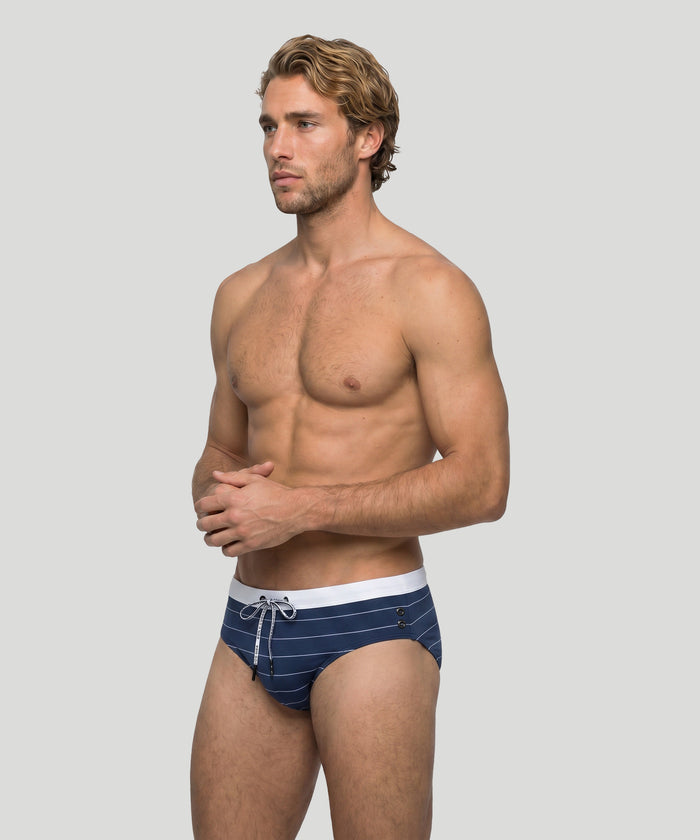 RD Swim Briefs w. Pin Stripes: Navy/White
