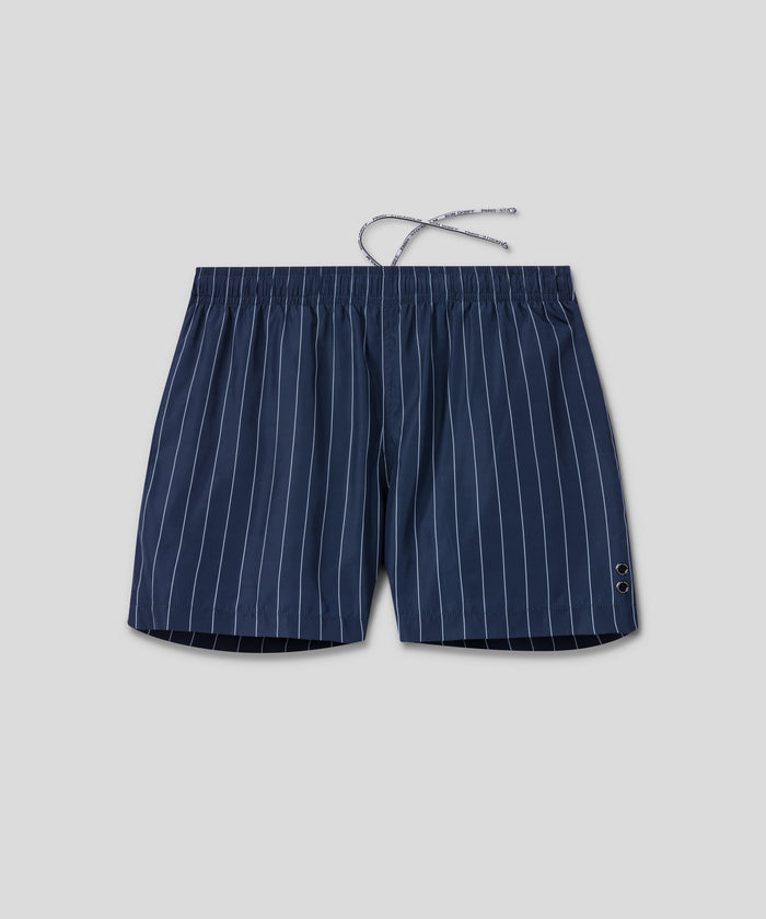 Swim Shorts w. Pin Stripes: Navy/White