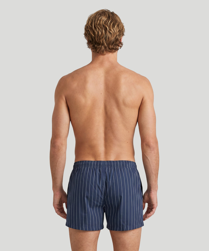 Swim Shorts w. Pin Stripes: Navy/White