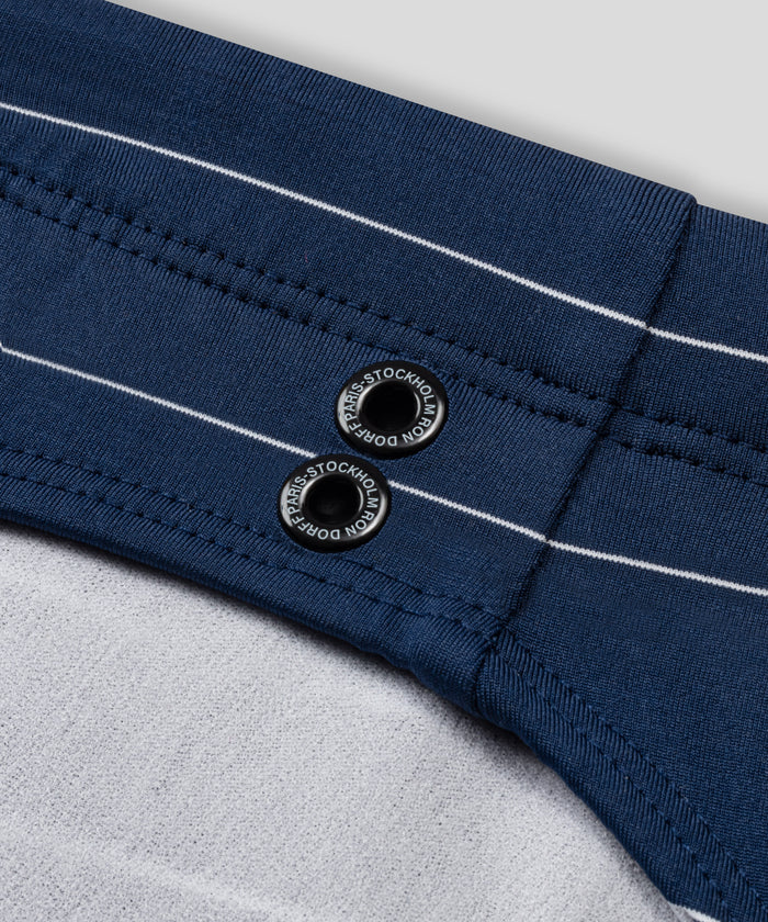 Slim Swim Briefs w. Pins Stripes: Navy/White
