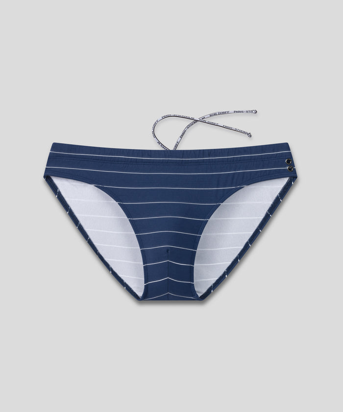 Slim Swim Briefs w. Pins Stripes: Navy/White