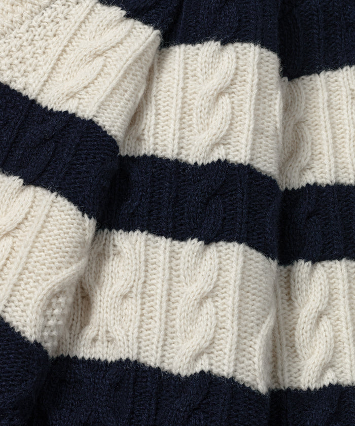Wool-Cashmere Sweater Telemark w. Stripes: Navy/White