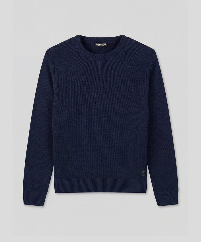 Ribbed Wool Sweater: Navy
