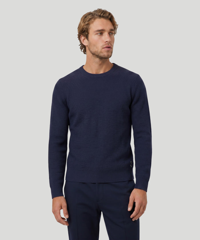 Ribbed Wool Sweater: Navy