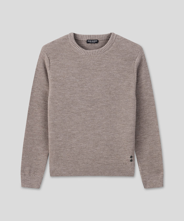 Ribbed Wool Sweater: Sandy Beige