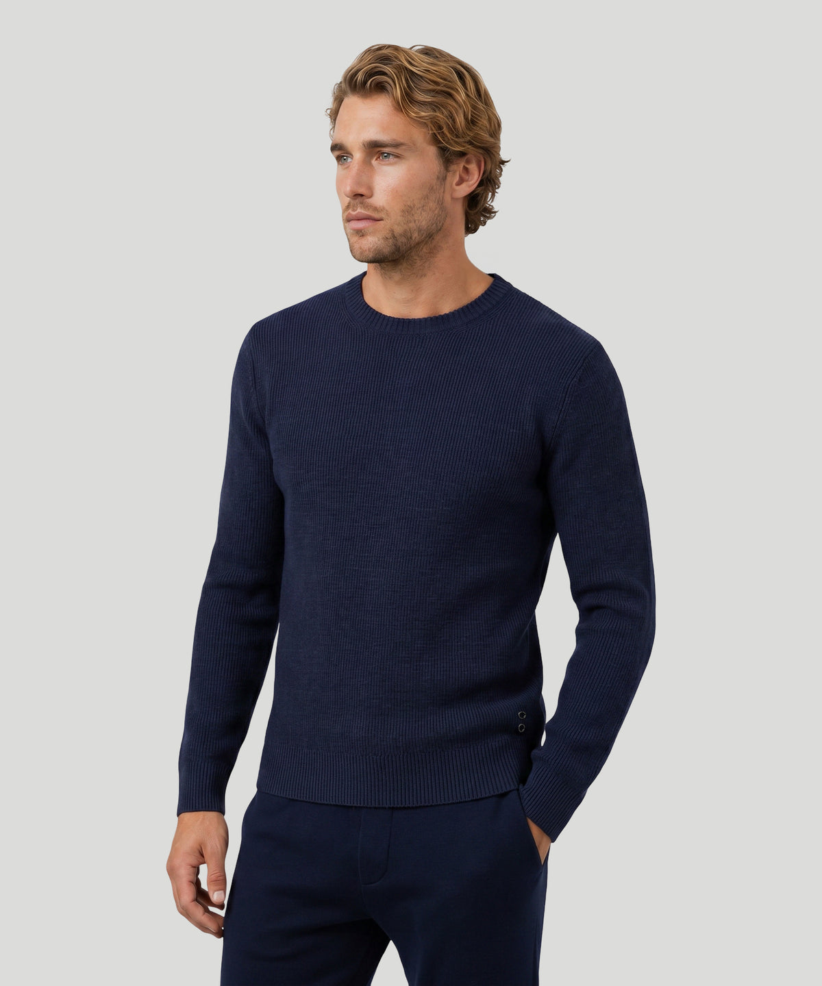 Ribbed Wool Sweater: Navy